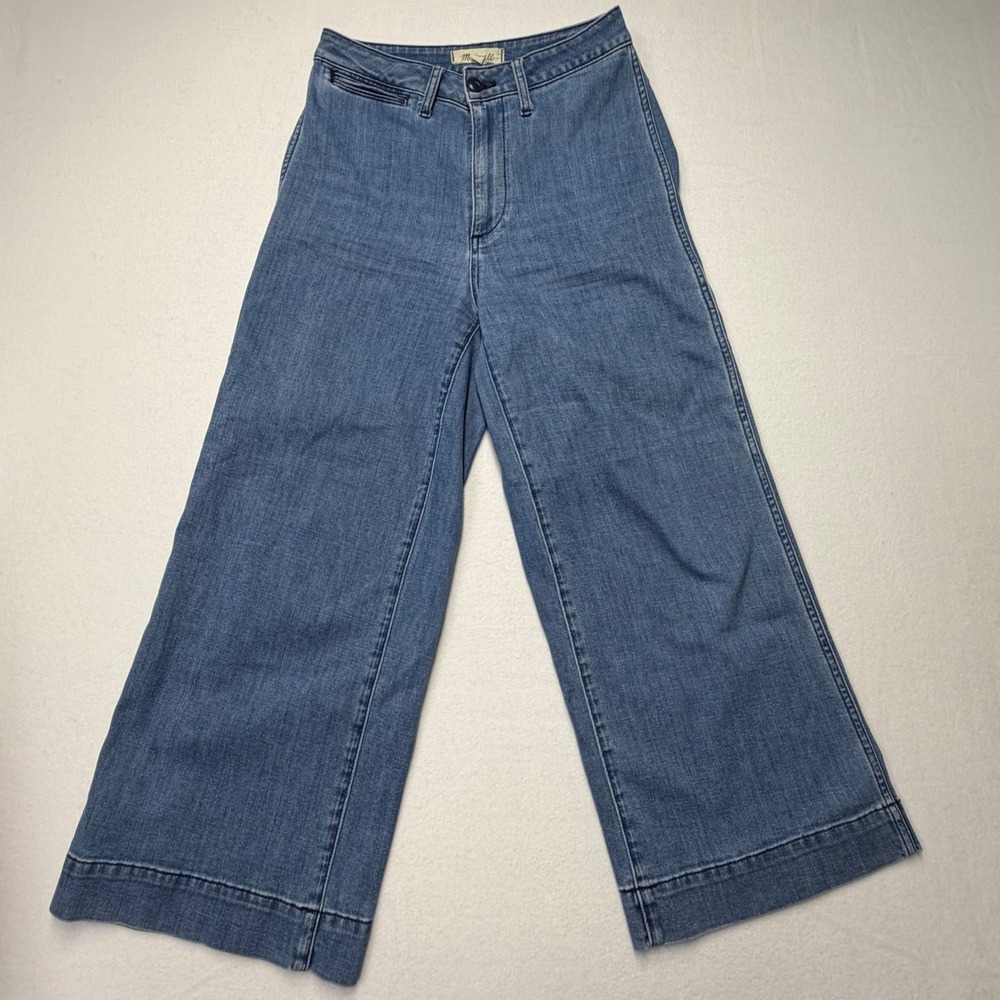 Madewell Emmett Wide Leg Crop Jeans High Rise 26 Medium Wash Denim Size 26 Retro - Picture 2 of 9